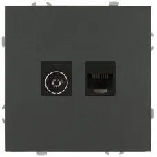 Розетка скрытого монтажа в рамку комбинированная RJ45+TV IP20 графит 15-3110-06 Galaxy