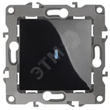 12-1102-06 ЭРА Выключатель с подсветкой, 10АХ-250В, IP20, Эра12, чёрный (10/100/3200)
