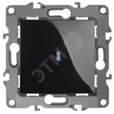 12-1102-06 ЭРА Выключатель с подсветкой, 10АХ-250В, IP20, Эра12, чёрный (10/100/3200)