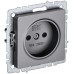 BRITE Розетка 1 пост без заземления с защитными шторками 10А РСш10-2-БрС сталь IEK