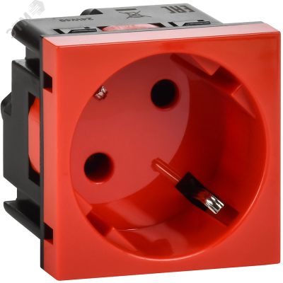 Розетка 45град з/к з/ш в/з красная