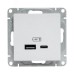 Механизм розетки USB-A+С, алюминий Эпика EKF