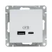Механизм розетки USB-A+С, алюминий Эпика EKF