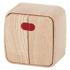 3-105-11 Intro Выключатель двойной с подсветкой, 10А-250В, IP20, ОУ, Polo, сосна (18/360/2880)