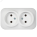 GLORY Розетка 2-местная для открытой установки без заземления без защитных шторок 10А РС22-2-ХБм белый матовый IEK