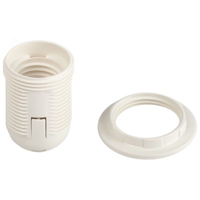 Патрон ЭРА Е27 с кольцом пластик белый без наклейки групповая упаковка 50 шт