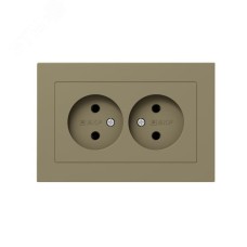 Механизм розетки двойной  16А  без заземления  без шторок  с рамкой  шампань Эпика EKF