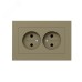 Механизм розетки двойной  16А  без заземления  без шторок  с рамкой  шампань Эпика EKF