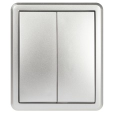 Выключатель ЭРА Эксперт 11-1205-03 двойной с подсветкой IP20 10АХ-250В ОУ алюминий