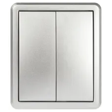 Выключатель ЭРА Эксперт 11-1205-03 двойной с подсветкой IP20 10АХ-250В ОУ алюминий