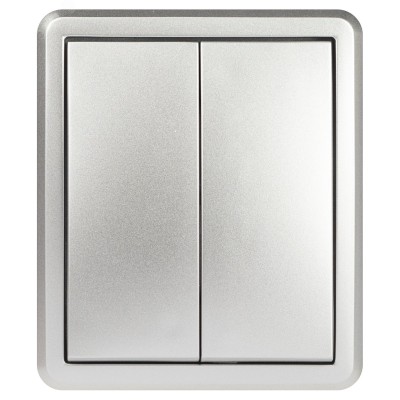 Выключатель ЭРА Эксперт 11-1205-03 двойной с подсветкой IP20 10АХ-250В ОУ алюминий