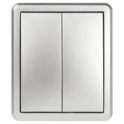 Выключатель ЭРА Эксперт 11-1205-03 двойной с подсветкой IP20 10АХ-250В ОУ алюминий
