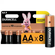 Duracell батарейки щелочные размера AA, 8 шт. в упаковке