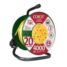 Удл-ль сил ТМ Союз сил. на катушке с 4 гн. 4000 Вт з/к 20м