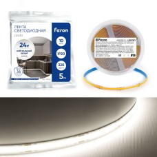 Лента светодиодная 320SMD(2110) 10Вт/м 24V 5000*8*1.8мм IP20 4000К, LS530 FERON