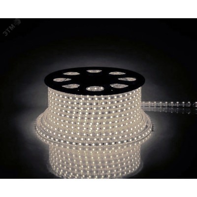 Лента светодиодная, 60SMD(2835)/m 4.4W/m 220V IP65 100m, 4000K , FERON LS704 с 2 сетевыми шнурами, 2 заглушками, 2 коннекторами,10 крепежами в комплекте