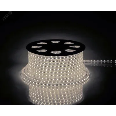 Лента светодиодная, 60SMD(2835)/m 4.4W/m 220V IP65 100m, 4000K , FERON LS704 с 2 сетевыми шнурами, 2 заглушками, 2 коннекторами,10 крепежами в комплекте