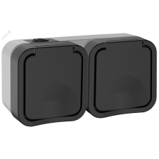Розетка 2-местная горизонтальная TORS 16А IP55 графит