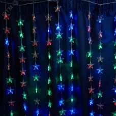 Гирлянда - занавес Звездочки 230V 100 LED 2*1м, мультиколор, IP20 , сетевой шнур 3м в комплекте, CL25