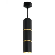 Светильник потолочный на подвесе R16 35W, 230V, GU10, чёрный, золото D55*H180 ML1868
