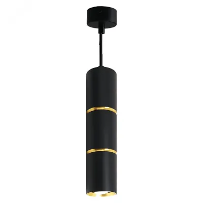 Светильник потолочный на подвесе R16 35W, 230V, GU10, чёрный, золото D55*H180 ML1868