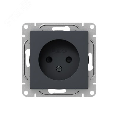 Механизм розетки  16А  без заземления  со шторками  графит Эпика EKF