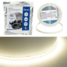 Лента светодиодная, 240SMD(2835)/м 22Вт/м 24V 5000*10*1.22мм 4000К, IP20, LS503 FERON
