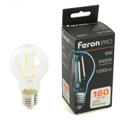 Лампа светодиодная, 1000LM 6W 175-265V E27 6400K, LB-1106