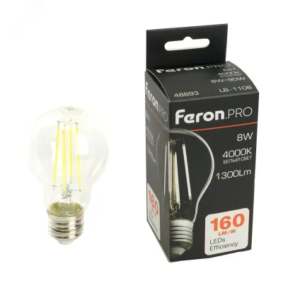 Лампа светодиодная, 1300LM 8W 175-265V E27 4000K, LB-1108