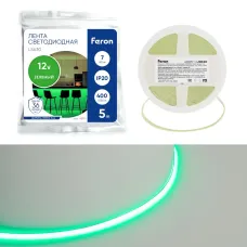 Лента светодиодная 400SMD(2110)/ 7Вт/м 12V 5000*3*1.8мм зеленый, IP20, LS630 FERON