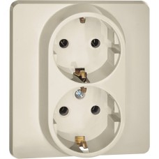 Розетка 2-местная с заземлением без защитных шторок 16А в сборе слоновая кость INSPIRIA