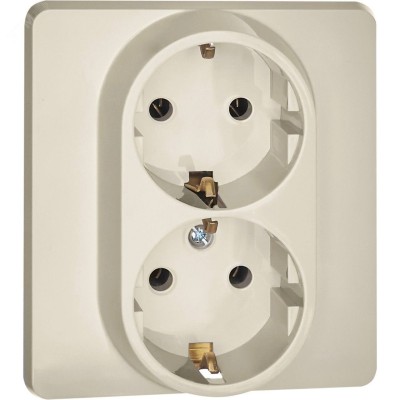 Розетка 2-местная с заземлением без защитных шторок 16А в сборе слоновая кость INSPIRIA