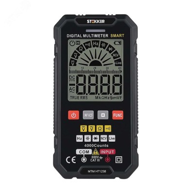 MTM HT125B Мультиметр цифровой, 4000 отсчетов, 2 батареи тип ААА 1,5В, автоматический, черный