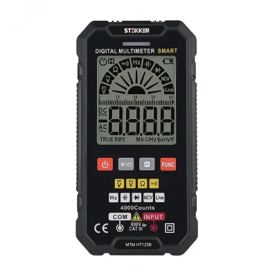 MTM HT125B Мультиметр цифровой, 4000 отсчетов, 2 батареи тип ААА 1,5В, автоматический, черный