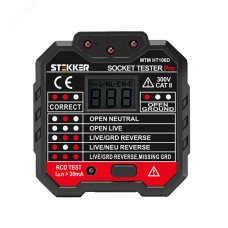 MTM HT106D Тестер розеток и УЗО, питание от сети 230V, черный