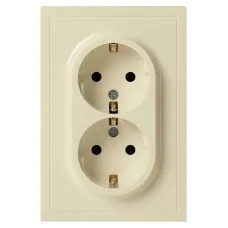 Розетка скрытого монтажа в рамку с заземлением двойная 2X2P+E Schuko 16А-250В IP20 слоновая кость 15-2104-02 Galaxy