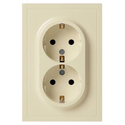 Розетка скрытого монтажа в рамку с заземлением двойная 2X2P+E Schuko 16А-250В IP20 слоновая кость 15-2104-02 Galaxy