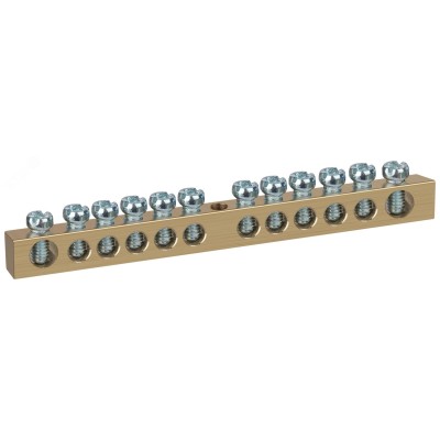 Шина ЭРА NO-122-16 PEN земля-ноль 6х9мм 12/1 латунная с креплениями по центру