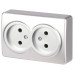 Розетка Эксперт 11-2202-03 2х2P IP20 16A-250В ОУ алюминий