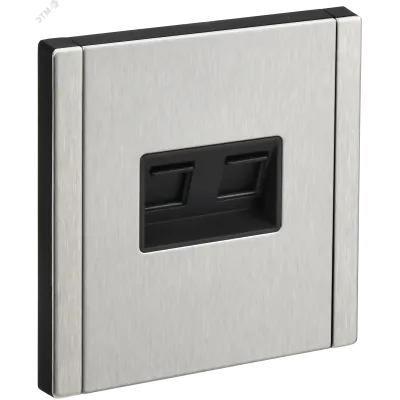 FORTE&PIANO Розетка двойная RJ11+RJ45 кат.5E FP735M металл никель IEK