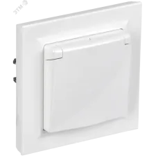 BRITE Розетка 1-местная с заземлением с защитными шторками и крышкой 16А IP44 в сборе               РСбш10-3-44-БрБ белый