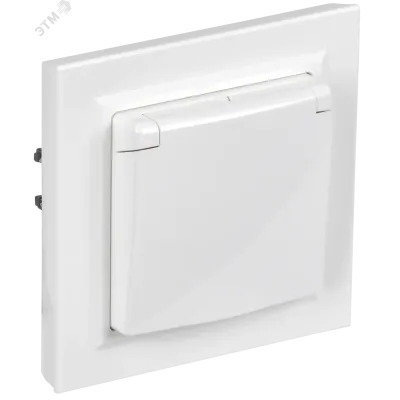 BRITE Розетка 1-местная с заземлением с защитными шторками и крышкой 16А IP44 в сборе               РСбш10-3-44-БрБ белый