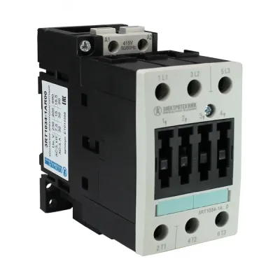 Контактор электромагнитный 3RT1034-1AR00, 3-пол., 32A, AC-3, 15кВт/400V, 415V AC, 50Гц, типоразмер S2, винтовые клеммы, IP20