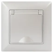 Розетка Intro Solo 4-203-06 с заземлением 2P+E Schuko с крышкой, 16А-250В, IP20, СУ, перламутр