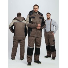 Костюм зимний Мега IMP (ткСмесовая,240) брюки, коричневый/черный/бежевый 64-66 182-188