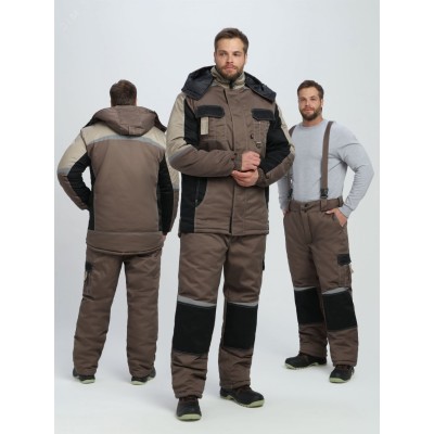 Костюм зимний Мега IMP (ткСмесовая,240) брюки, коричневый/черный/бежевый 64-66 182-188