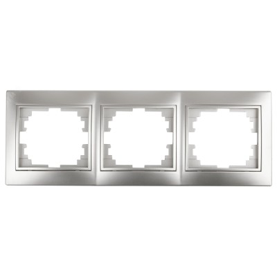 Рамка для розеток и выключателей Intro Plano 1-503-03 на 3 поста горизонтальная, СУ, алюминий