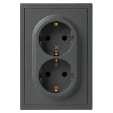 Розетка скрытого монтажа в рамку с заземлением двойная 2X2P+E Schuko 16А-250В IP20 графит 15-2104-06 Galaxy