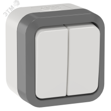 TORS Выключатель двухклавишный проходной 10А IP55 TS225 сер-бел IEK