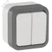 TORS Выключатель двухклавишный проходной 10А IP55 TS225 сер-бел IEK